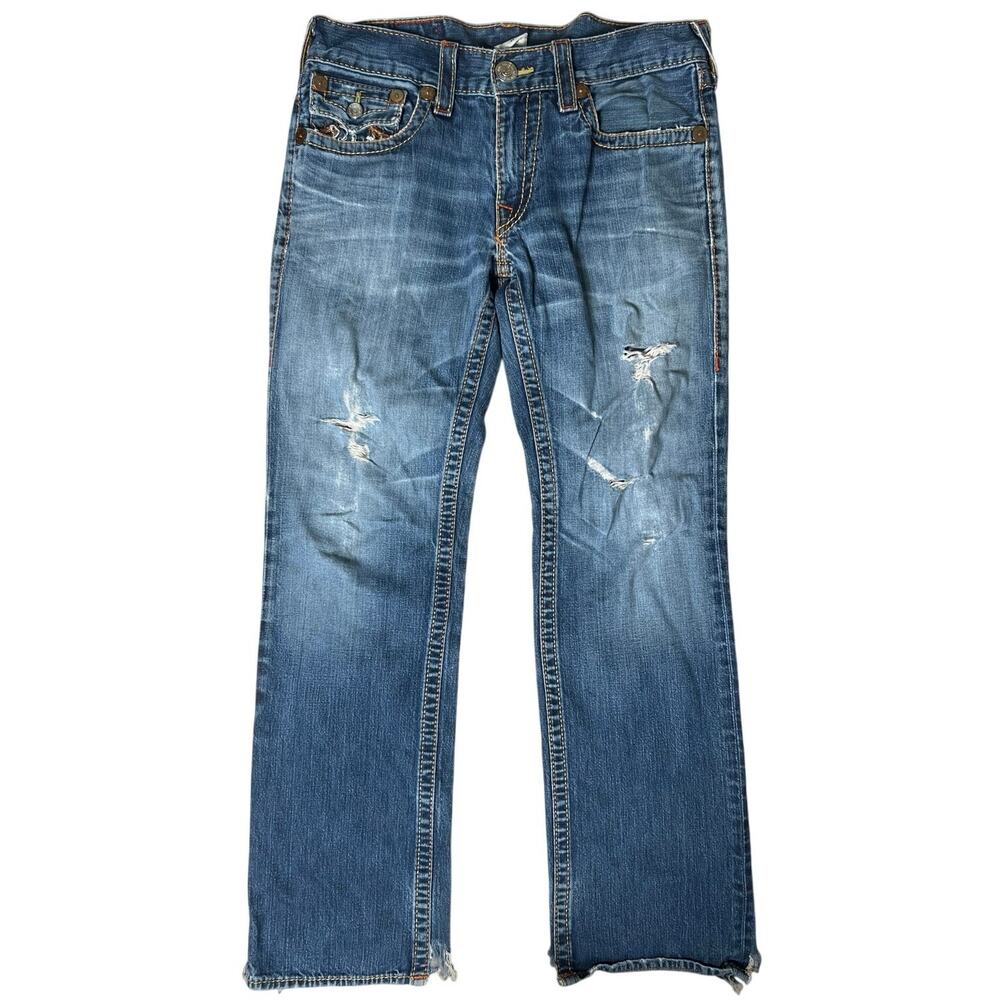 Vintage True Religion Men's 33x32 Ricky Big T Ripped Denim Jeans VTG